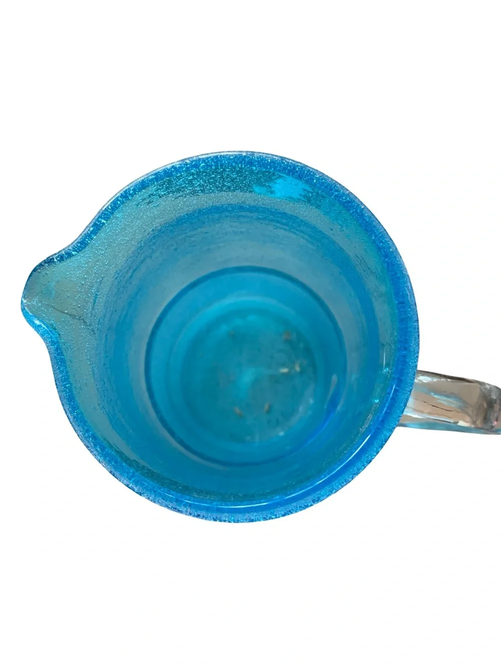 Sonoma‎ Kitchen Hand Blown Blue Bubble Glass Pitcher Band 10”